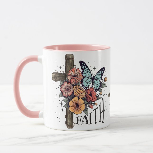 Caneca Cruz da Fé Floral (Esquerda)