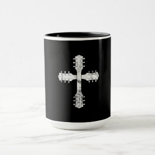 Caneca cruz de guitarra do culto cristão