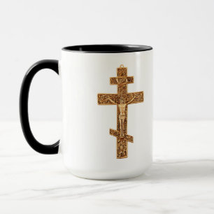 Caneca Cruz Ortodoxa de Ouro Elegante
