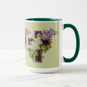 Caneca Cruz roxa com flores