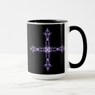 Caneca Cruz roxa gótico do Fractal