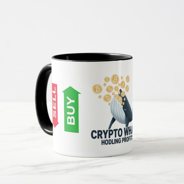 Caneca Crypto Whale Bitcoin Buy Sell Trading Coffee Mug (Frente Esquerda)