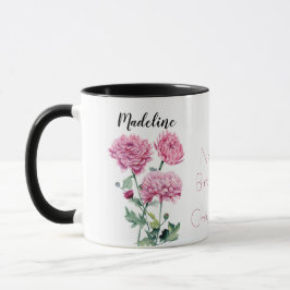Caneca Crysântemos Aquarela Novembro Flor Nascente
