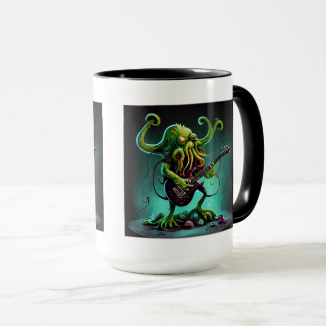 Caneca Cthulhu Rock 'n Roll Combo Mug, 15 oz (Frente Esquerda)