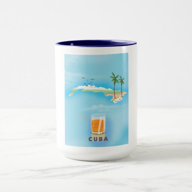 Caneca Cuba mapa ilustrado de viagem pôster (Centro)