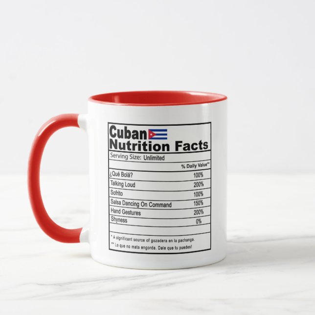 Caneca Cubana Engraçada Fato de Nutrição Café (Esquerda)