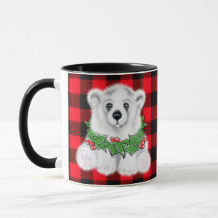 Caneca Cubo de urso polar de Natal, samambaia Holly