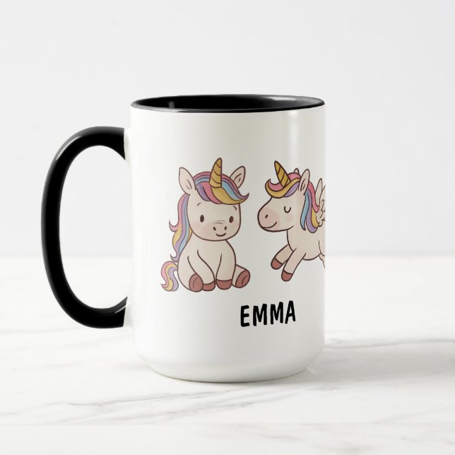 Caneca Cubo Personalizado Unicorn desenhado à mão (Esquerda)