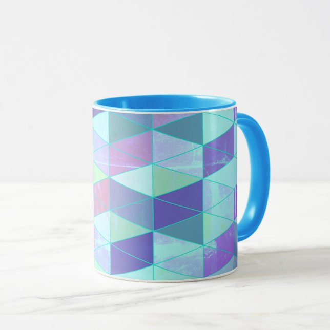 Caneca Cubos em Triângulos Padrão Geométrico (Frente Esquerda)