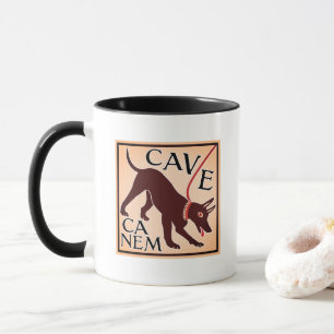 Caneca Cuidado com a imagem greco-romana do cão "Cave Can