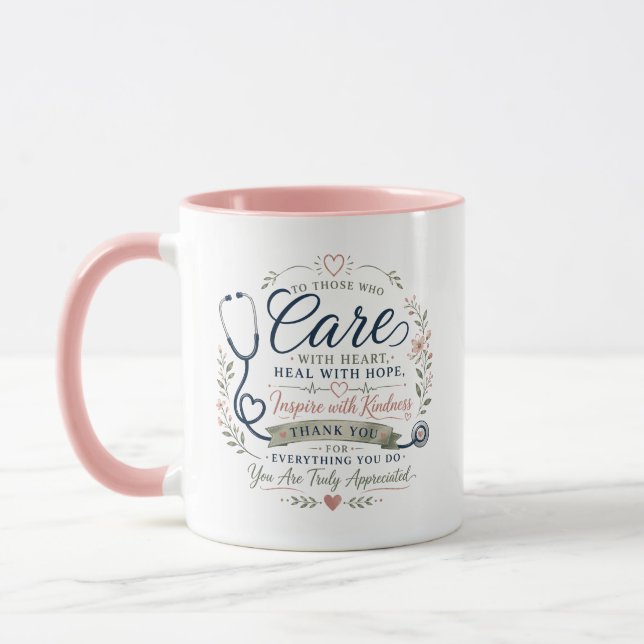 Caneca Cuidado Personalizado Com Apreciação Do Coração (Esquerda)