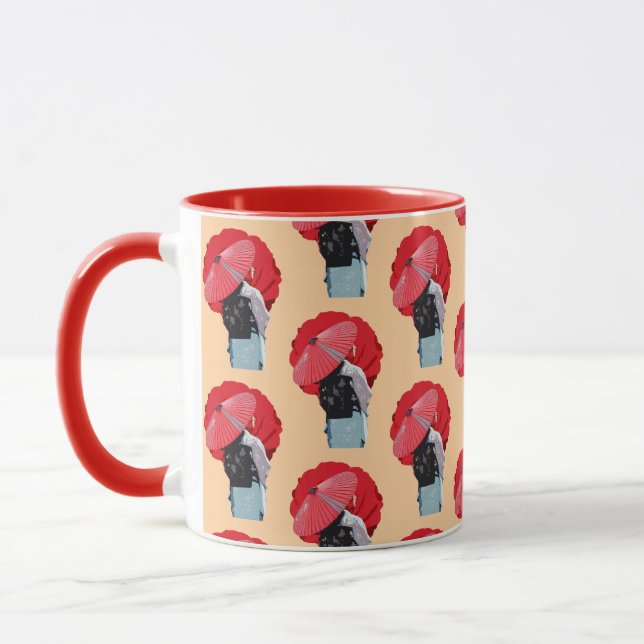 Caneca Cultural Vermelho Floral Símbolo da Beleza Japão (Esquerda)