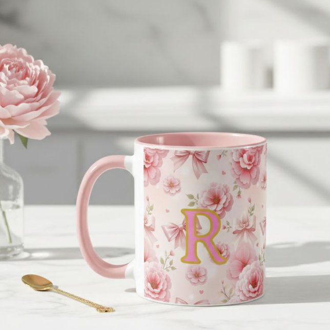 Caneca Cup with initial, Romantic cup, mug for her (Criador carregado)