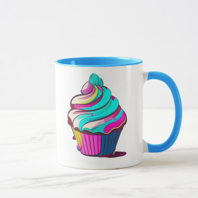 Caneca Cupcake com Gotejamento de Arco-Íris (Direita)