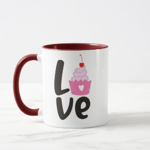 Caneca cupcake de Cherry dia de os namorados
