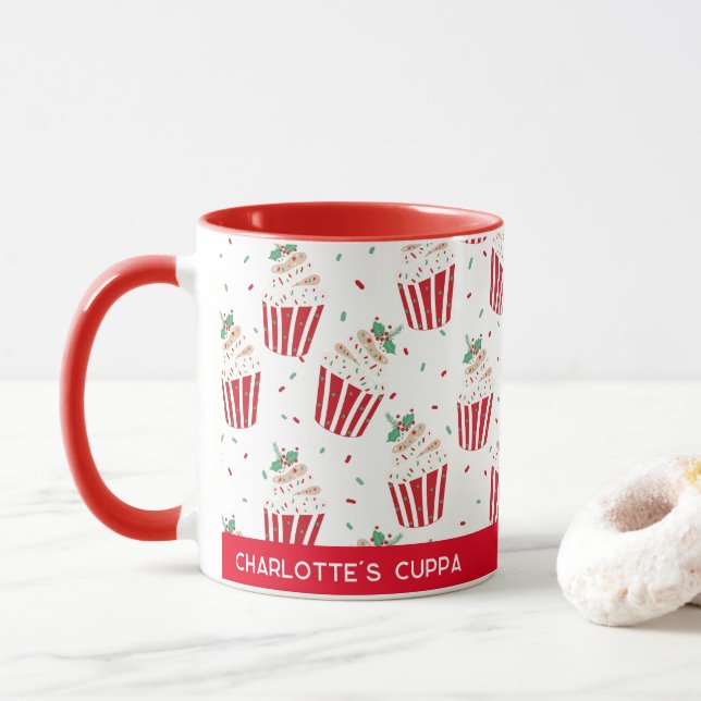 Caneca Cupcake de Natal Festivo (Com Donut)