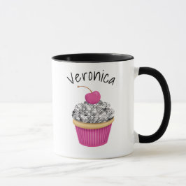 Caneca Cupcake rosa-branca