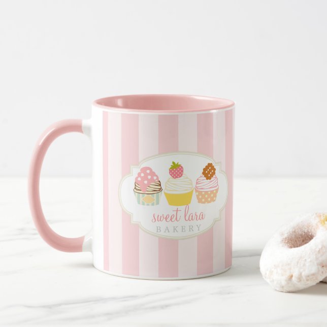 Caneca Cupcakes doces retros do café da padaria bonitos (Com Donut)