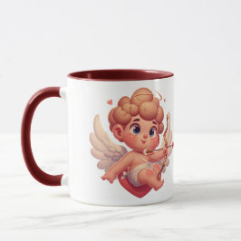 Caneca Cupido rosa-fofo dia de os namorados