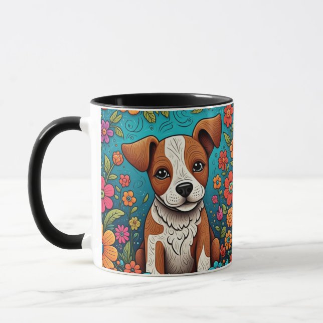 Caneca Cuppy com Flores de Arte Folclórica (Esquerda)