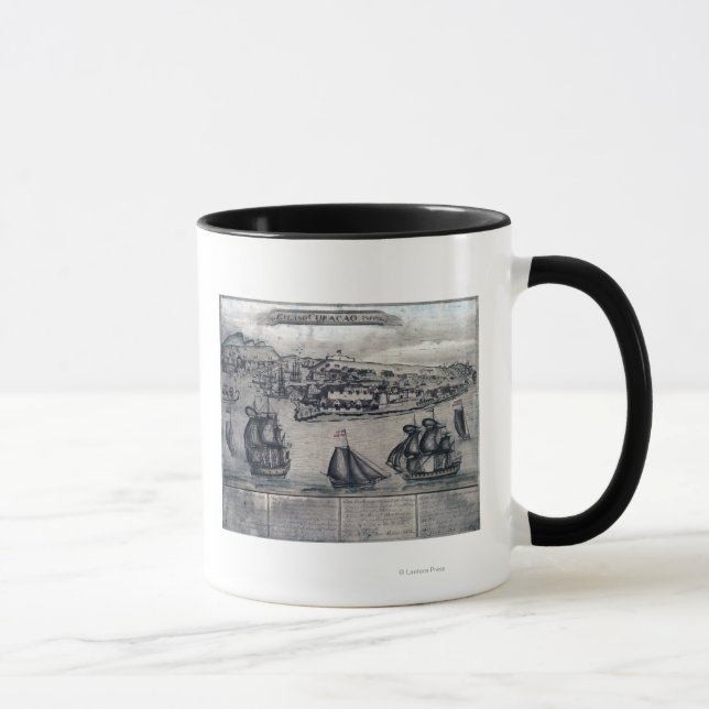 Caneca CuracaoMapa PanorâmicoCuracao, Países Baixos (Direita)