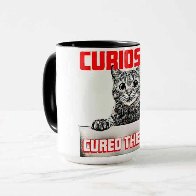 Caneca Curiosidade Curou o Gato (Frente Esquerda)