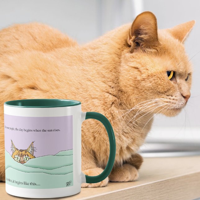 Caneca Curioso Gato Ginger Peekaboo Engraçado Lavanda Ver (Criador carregado)