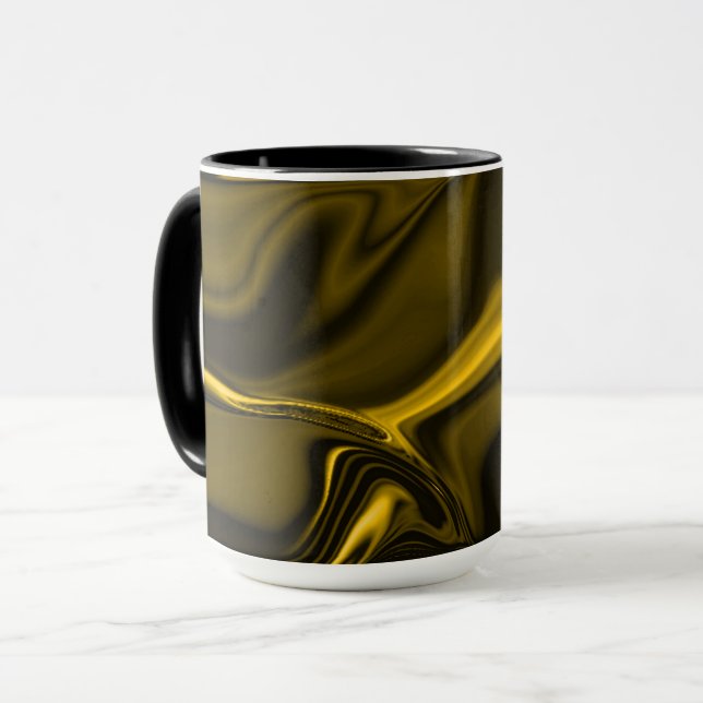 Caneca Curvas amarelas ou dourados em musica. (Frente Esquerda)