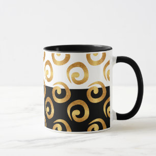 Caneca Curvas Douradas em preto-e-branco