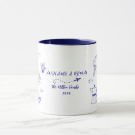 Caneca Custom Andiamo a Roma Italy Family Vacation Blue 