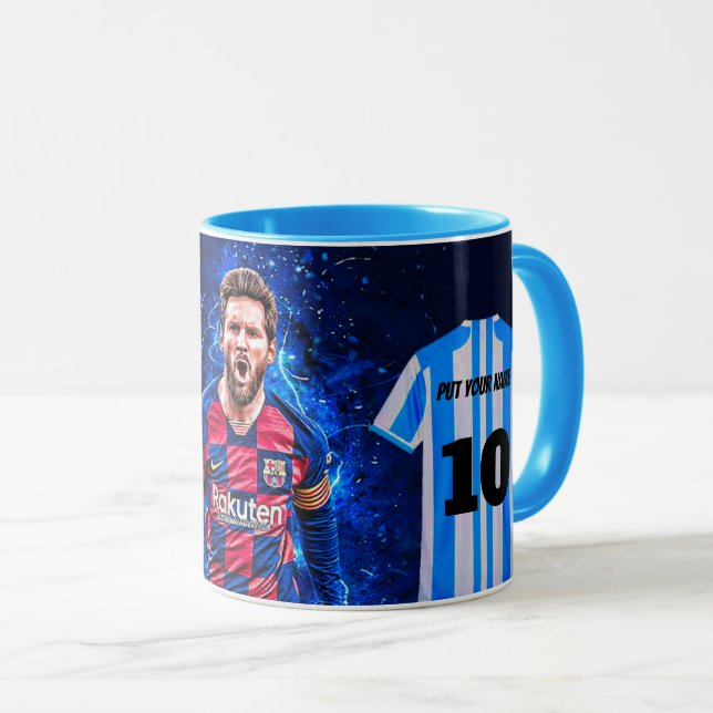 Caneca Custom Argentina Jersey Mug – Number 10 Football C (Frente Esquerda)