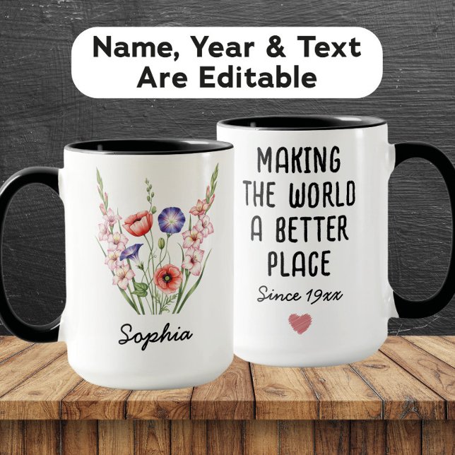 Caneca Custom August Birth Flower - Personalized Name (Criador carregado)