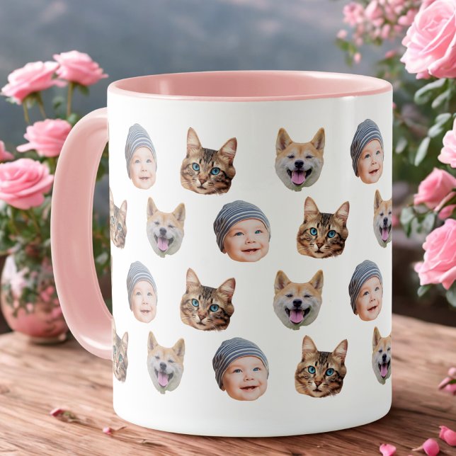 Caneca Custom Baby Picture Mug with Repeating Faces  (Criador carregado)