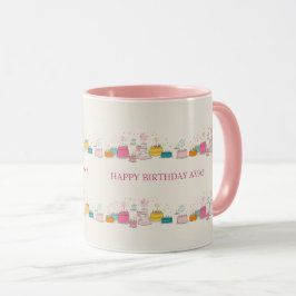 Caneca Custom Birthday Mug – Cream Confetti & Cake Doodle