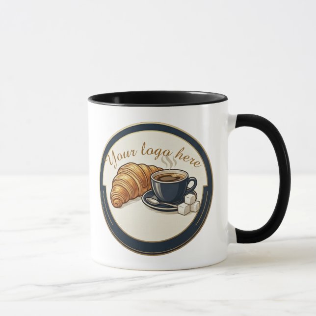 Caneca Custom Cafe Croissant Logo  (Direita)