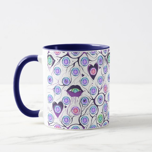 Caneca Custom Combo Mug with Unique Eye and Heart Design (Esquerda)