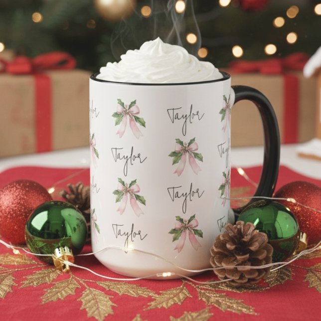 Caneca Custom Coquette Christmas Mug Gift for Her or Girl (holiday gift for her • festive coffee mug • christmas gift bulk for women • bulk teacher gifts)