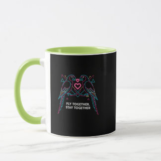 Caneca Custom Couple Anniversary Neon Parrots Winter Hood
