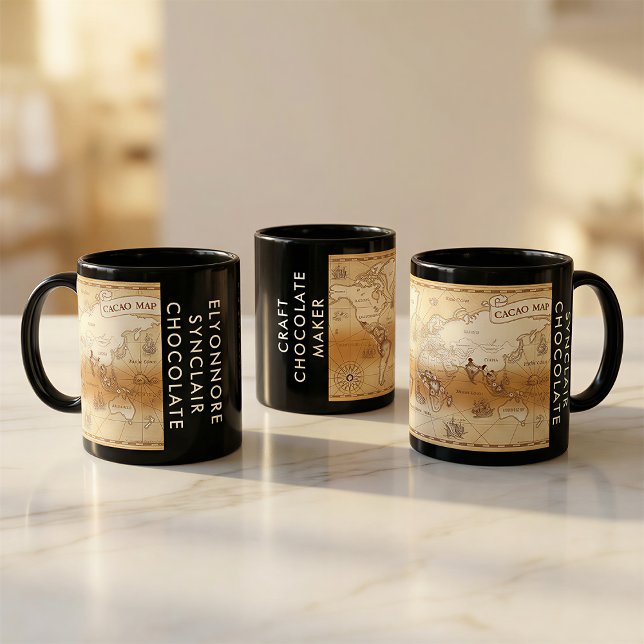 Caneca Custom Craft Chocolate Maker Vintage Cacao Map (Criador carregado)