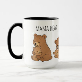 Caneca Custom Cute Hand Drawn Mama Bear Baby Bear Coffee