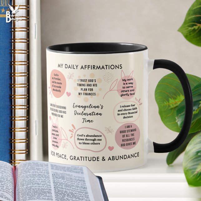 Caneca Custom Daily Affirmations Christian Bible Verse (Personalized affirmation mug with inspirational Christian quotes. Ideal all-year gift for Christians)