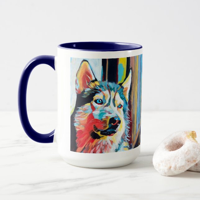 Caneca Custom Dog Portrait Painting - Forever Loved Pet (Com Donut)