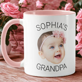 Caneca Custom Face Mug, Baby Photo Gift for Grandpa