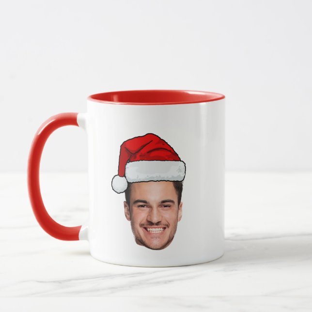 Caneca Custom Face Photo Santa Hat Christmas (Esquerda)