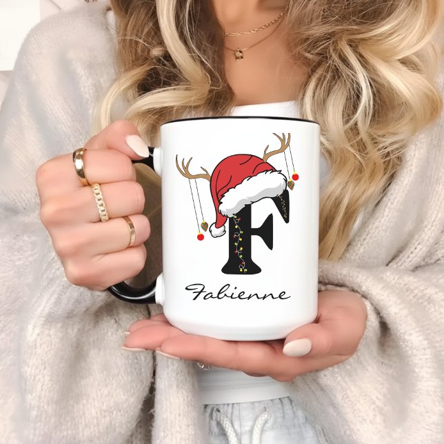 Caneca Custom Family Monogram Holiday Mug for Friends (personalized Christmas mug, Christmas alphabet mug, family monogram mug, holiday coffee mug,)
