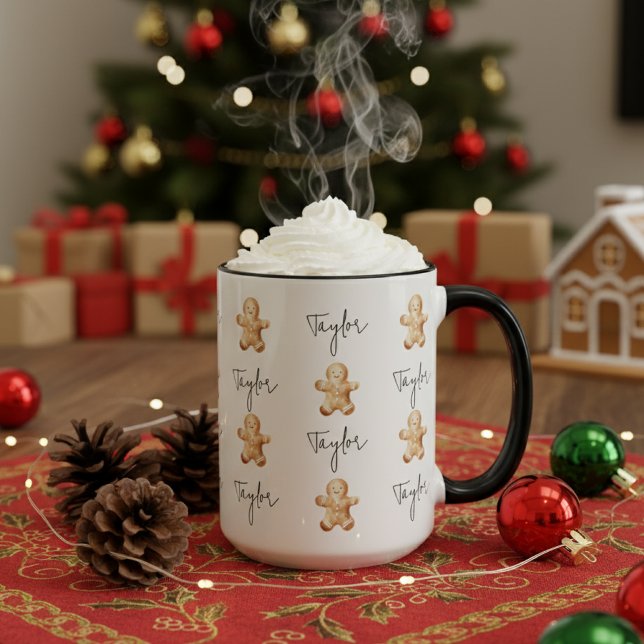 Caneca Custom Gingerbread Christmas Mug Gift for Friends (festive mug for mom, festive mug for dad, custom christmas mugs bulk gift for coworkers or kids,)