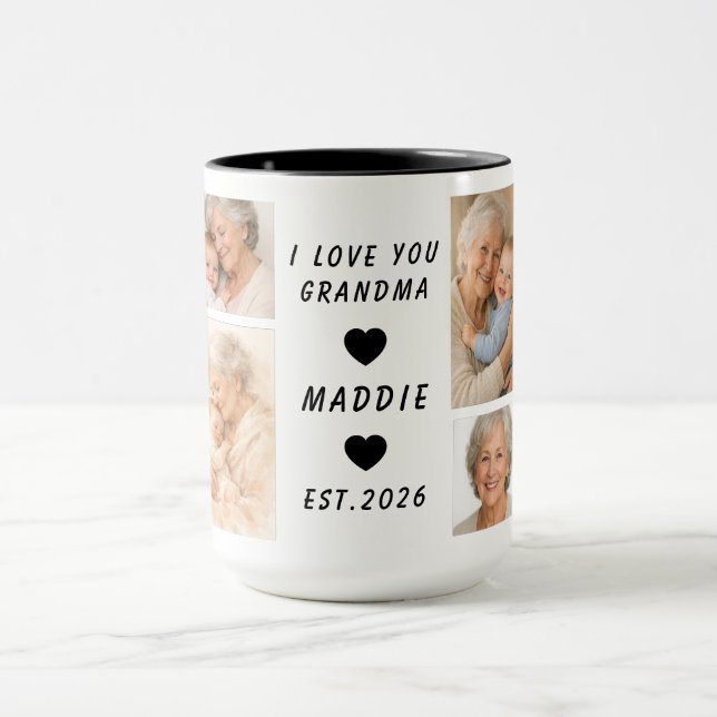 Caneca Custom Grandma Photo Collage | Grandparents Day (Centro)