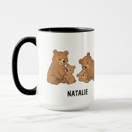 Caneca Custom Hand Drawn Cute Mama Bear Best Mom Ever