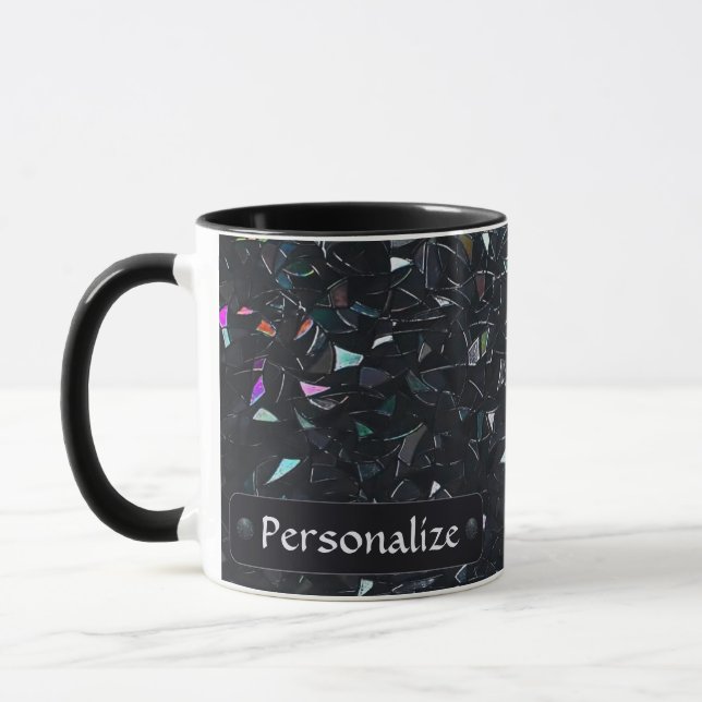 Caneca Custom Iridescent Abstract Stained Glass Pattern (Esquerda)