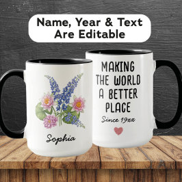 Caneca Custom July Birth Flower - Personalized Name